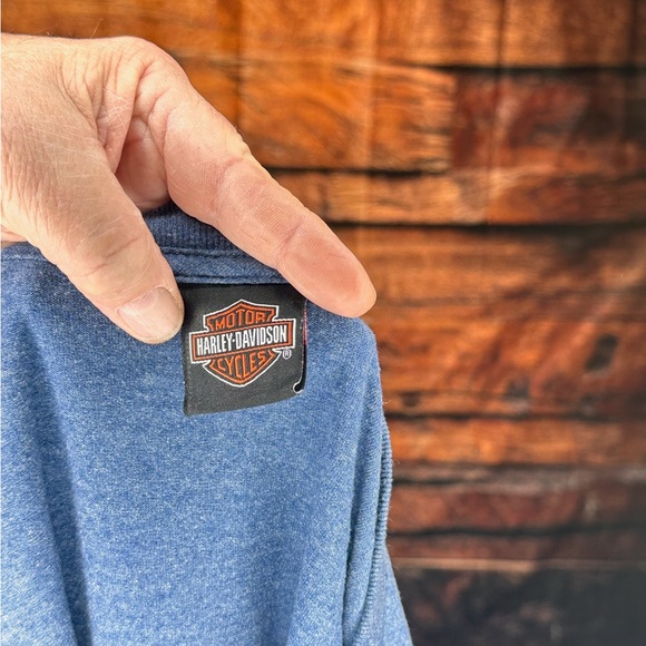 Harley-Davidson Blue Tee with Red Motorcycle Graphic - Picture 10 of 12